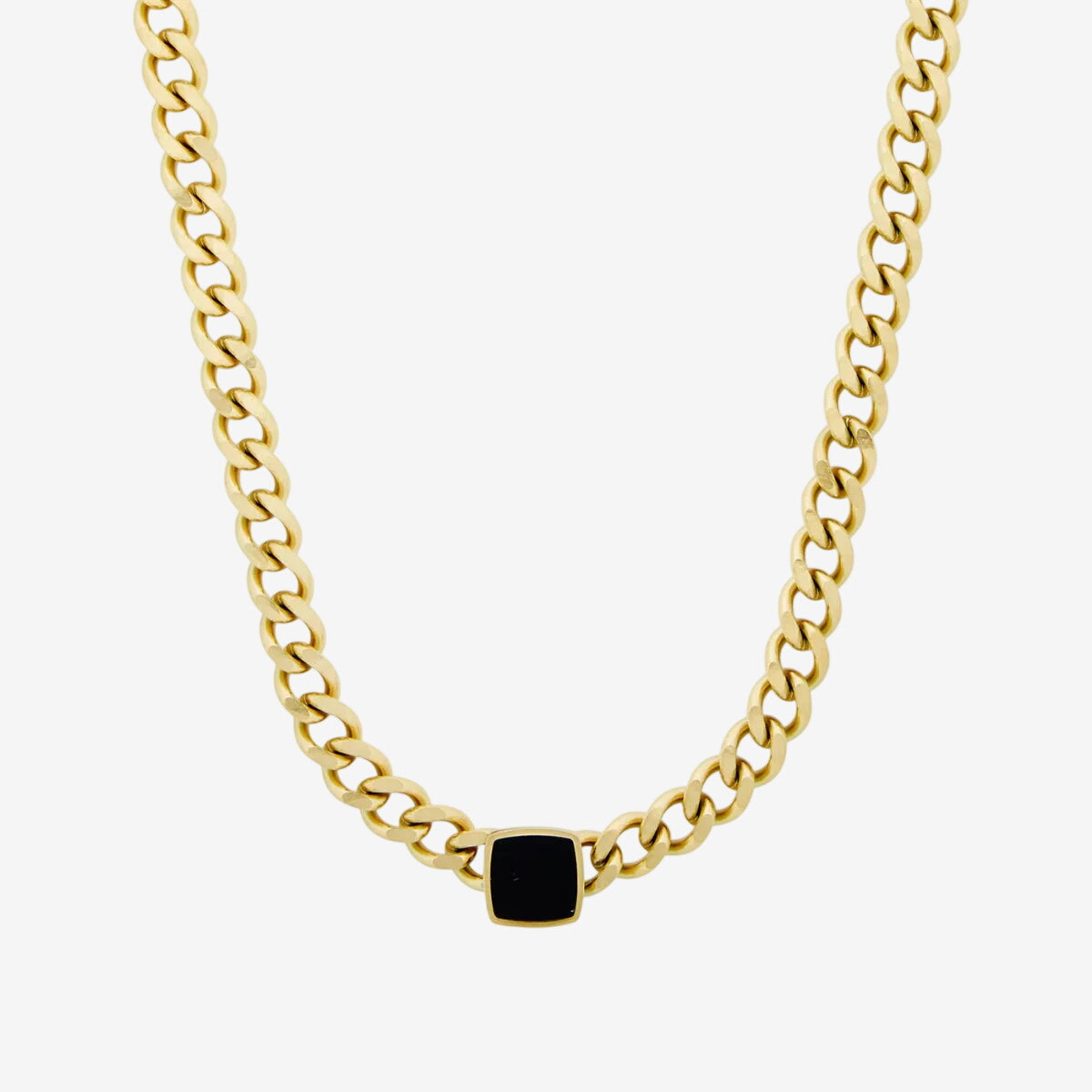 Colar Zanzibar Pedra Ônix Banhado em Ouro 18K