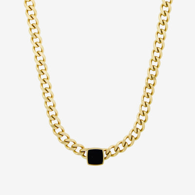 Colar Zanzibar Pedra Ônix Banhado em Ouro 18K
