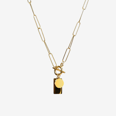 Colar Berlim Pingente Geométrico Liso Banhado em Ouro 18K