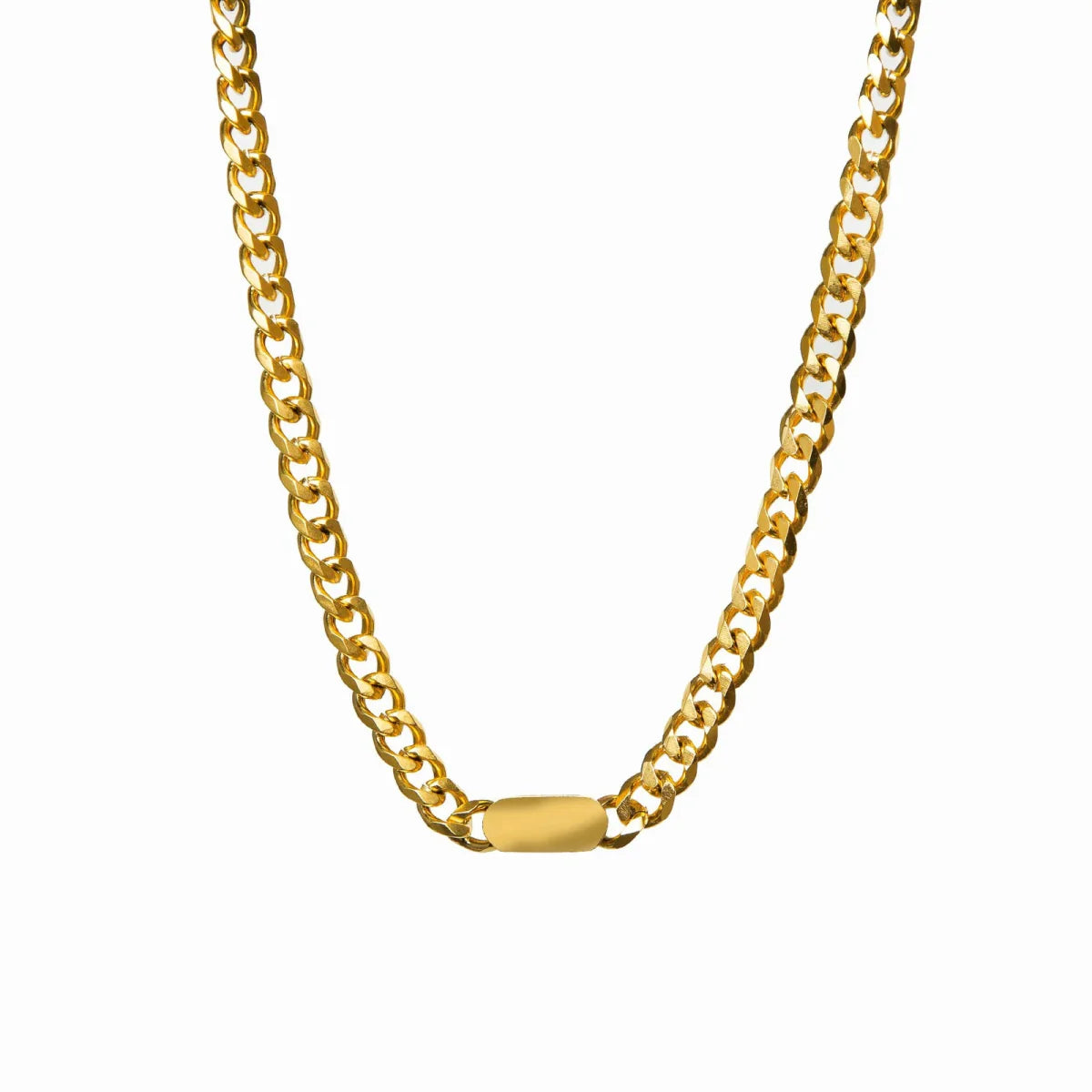 Colar Portofino Pingente Retangular Minimalista Banhado em Ouro 18K