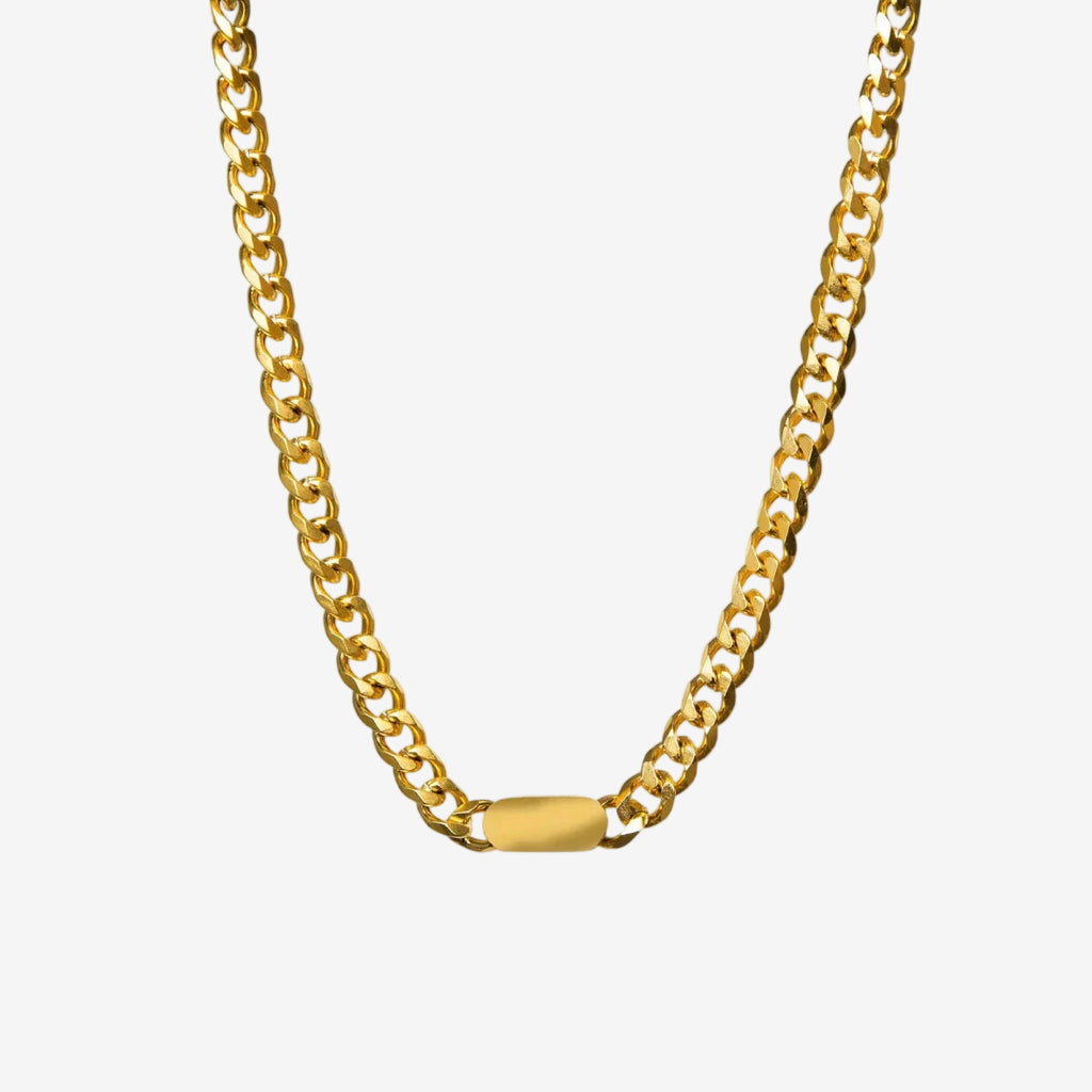 Colar Portofino Pingente Retangular Minimalista Banhado em Ouro 18K