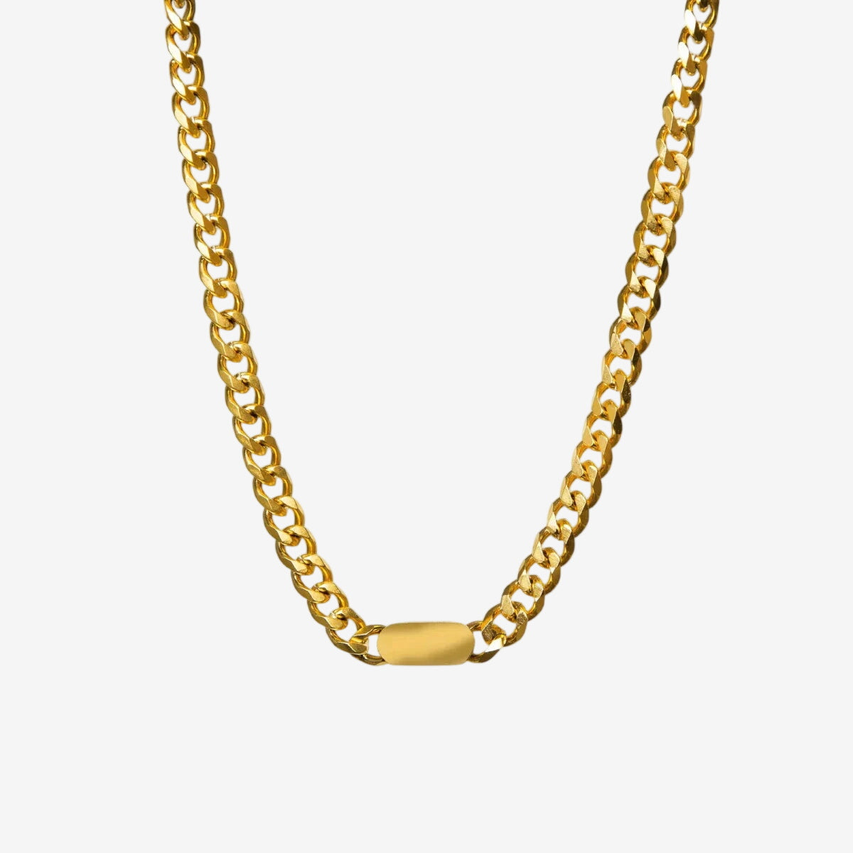 Colar Portofino Pingente Retangular Minimalista Banhado em Ouro 18K