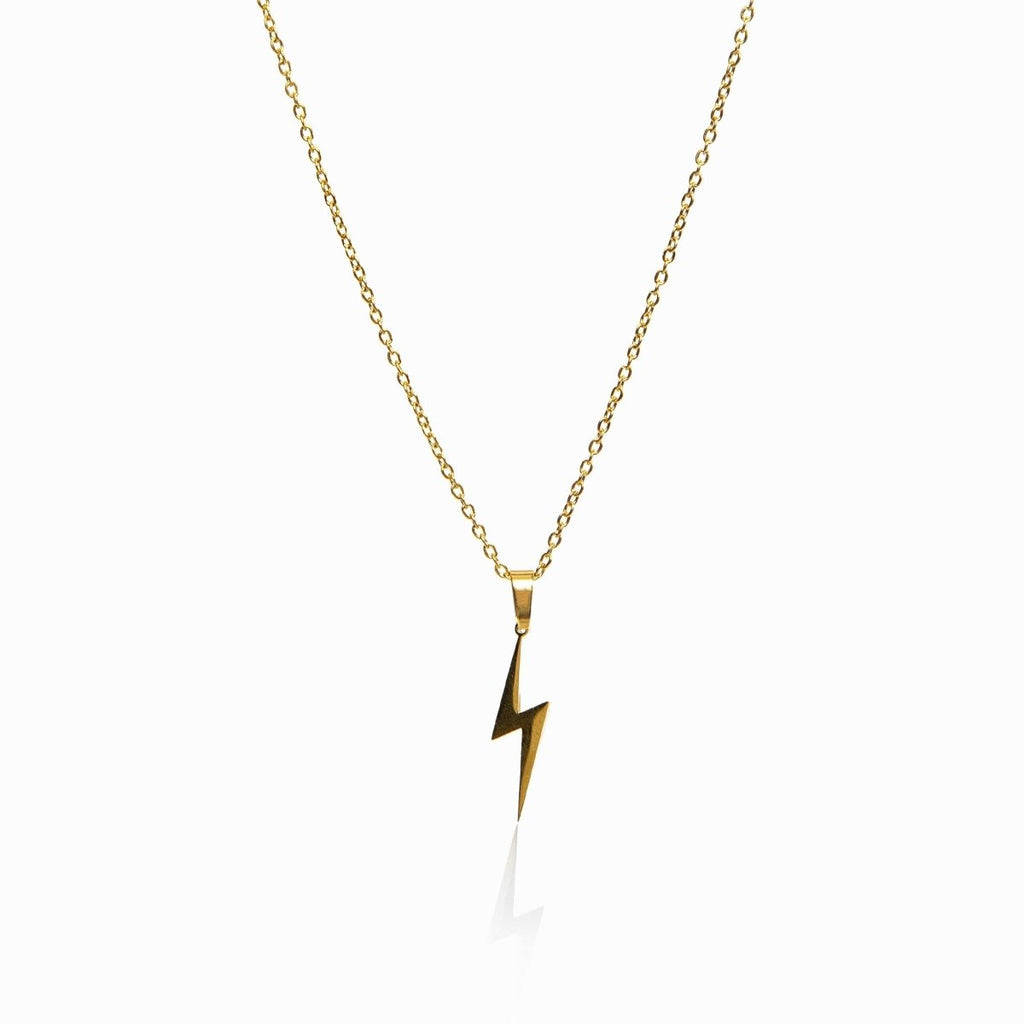 Colar Zeus Pingente Raio Banhado em Ouro 18K