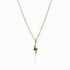 Colar Zeus Pingente Raio Banhado em Ouro 18K