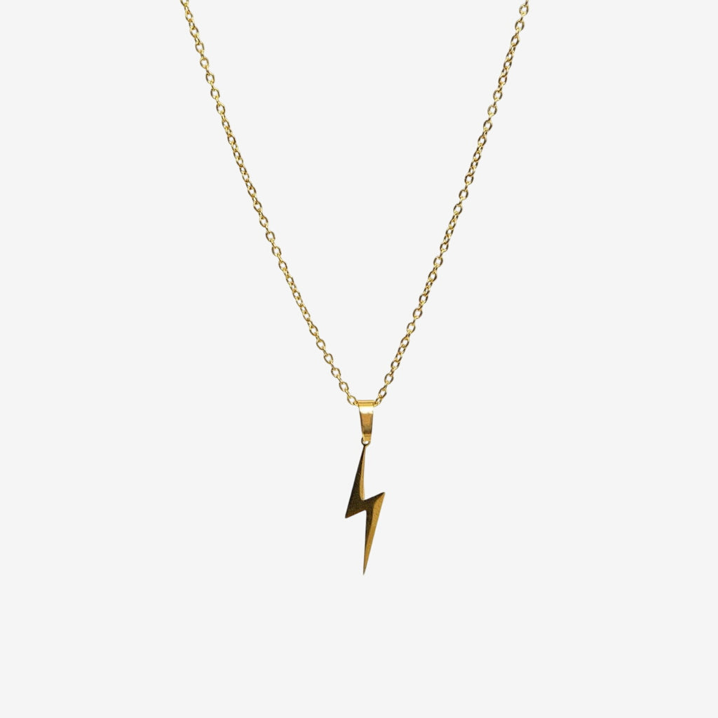Colar Zeus Pingente Raio Banhado em Ouro 18K