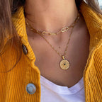 Colar Compass Rosa dos Ventos Banhado em Ouro 18k