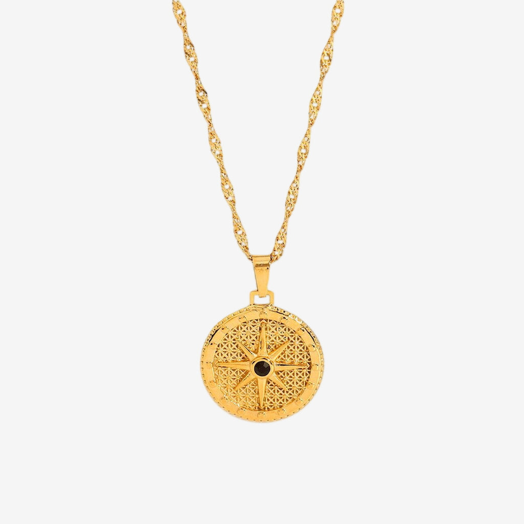 Colar Compass Rosa dos Ventos Banhado em Ouro 18k