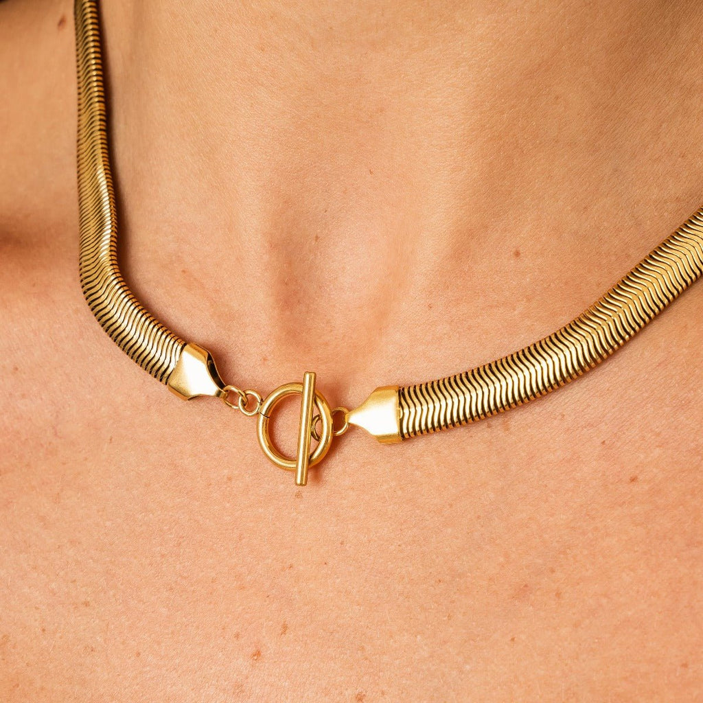 Colar Gaia Gargantilha Malha Banhado em Ouro 18k