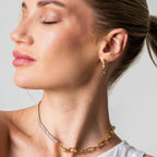 Colar Rivoli Gargantilha Baguete Banhado em Ouro 18k