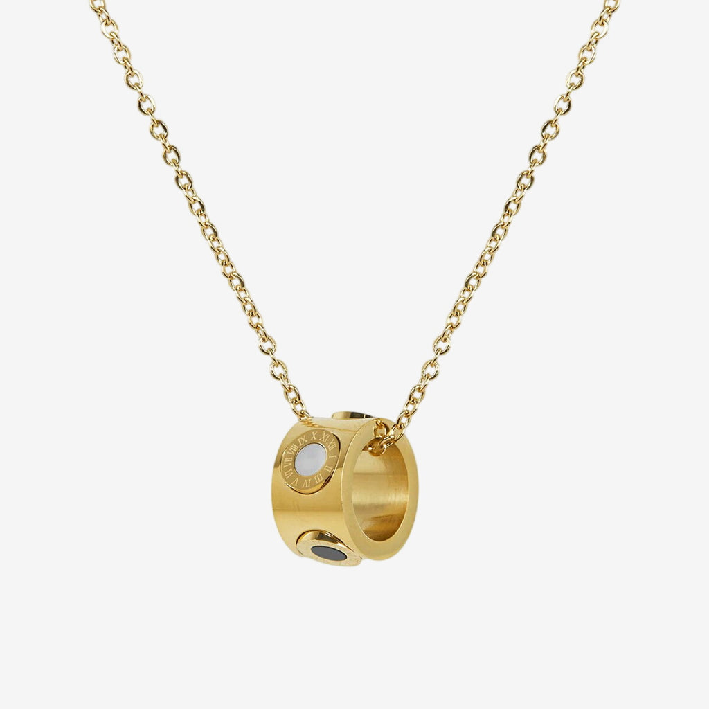 Colar Coliseu Giratório Romano Banhado em Ouro 18K