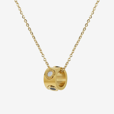 Colar Coliseu Giratório Romano Banhado em Ouro 18K