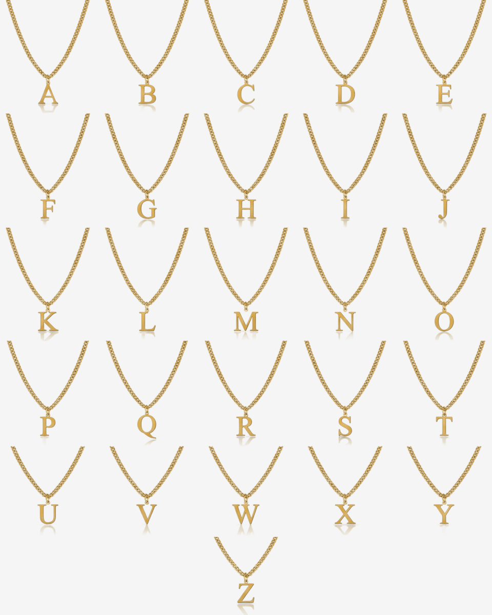 Colar Letra Inicial Chain Banhado em Ouro 18K