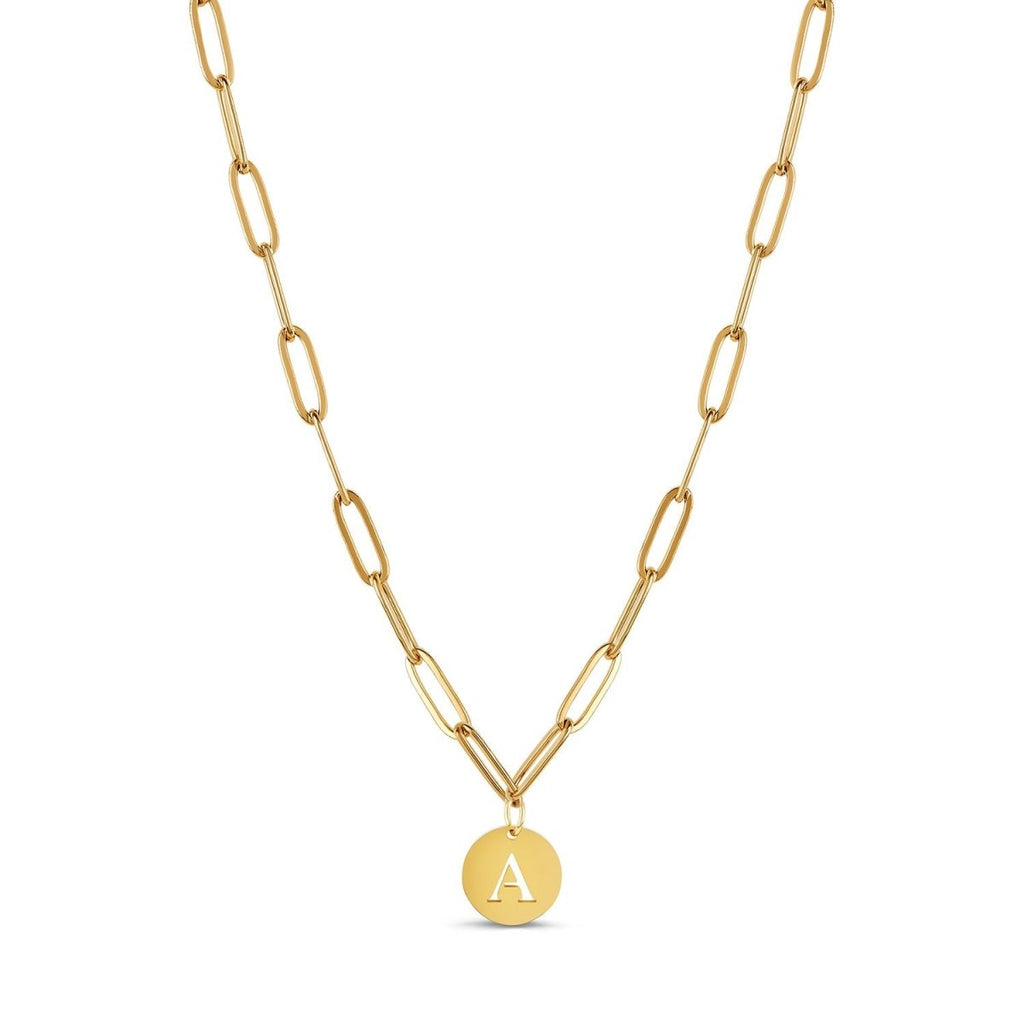 Colar Letra Inicial Clip Chain Banhado em Ouro 18K