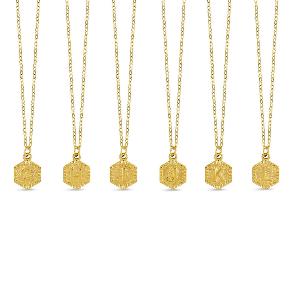 Colar Letra Inicial Hex Banhado em Ouro 18K