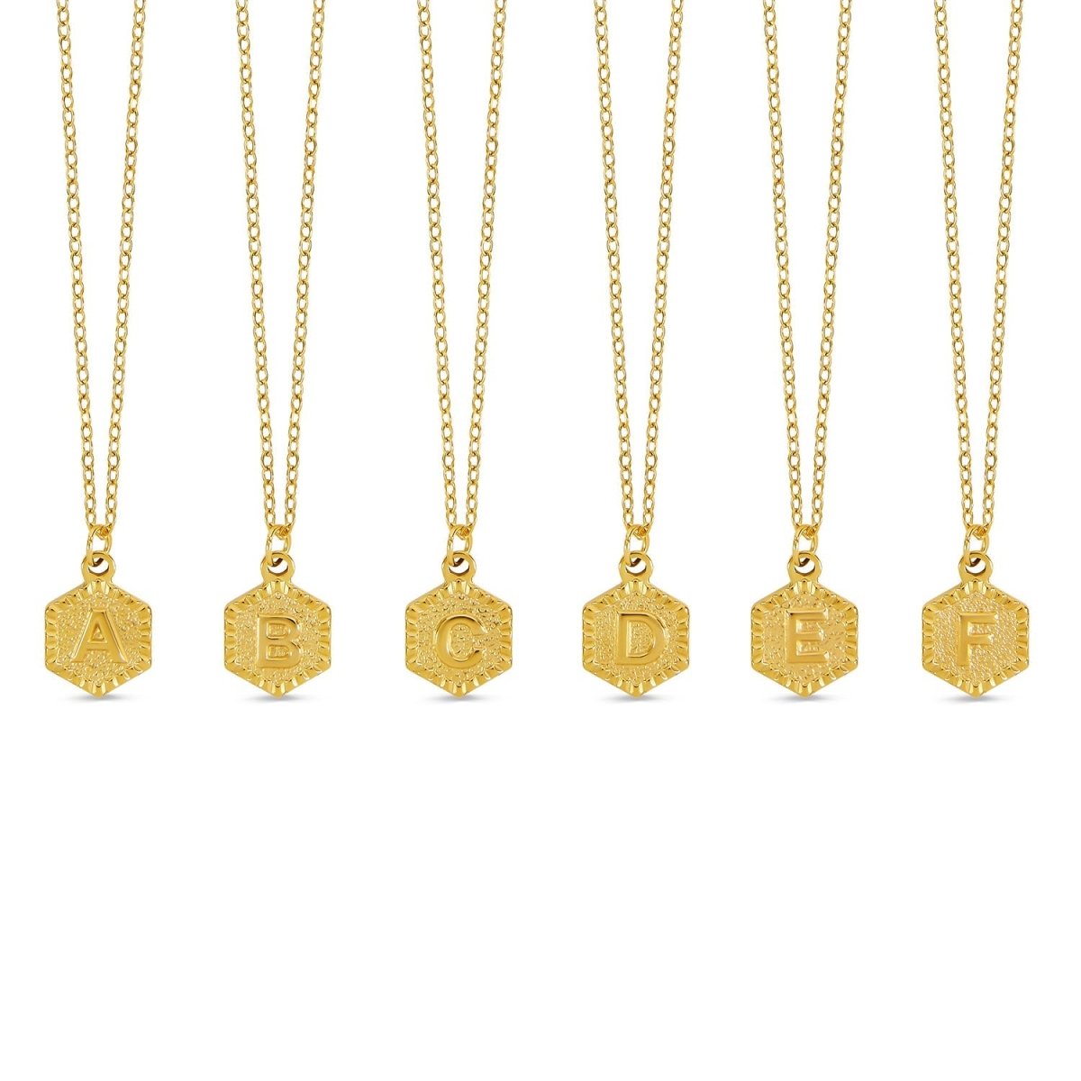 Colar Letra Inicial Hex Banhado em Ouro 18K