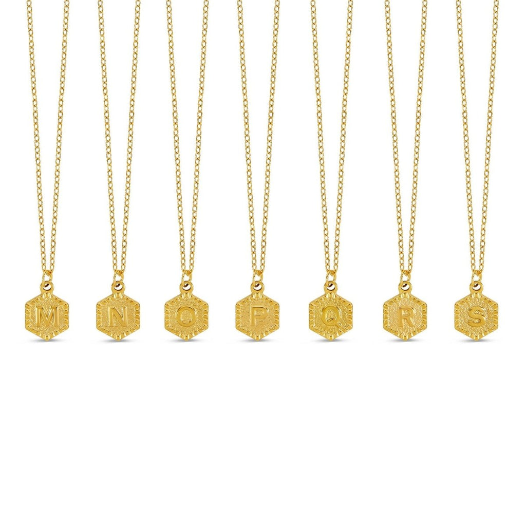 Colar Letra Inicial Hex Banhado em Ouro 18K