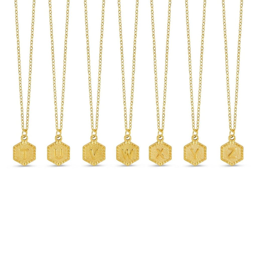 Colar Letra Inicial Hex Banhado em Ouro 18K