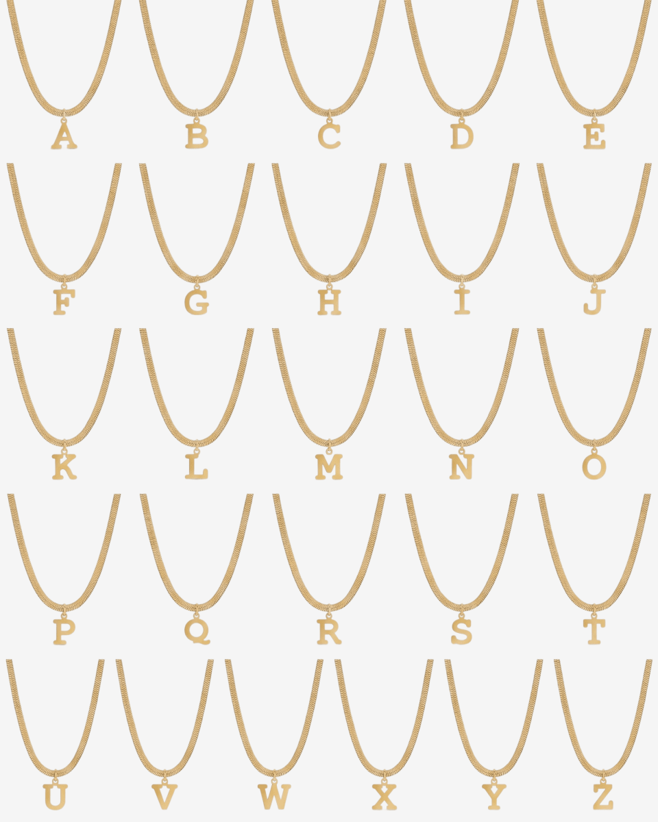 Colar Letra Inicial Malha Banhado em Ouro 18K