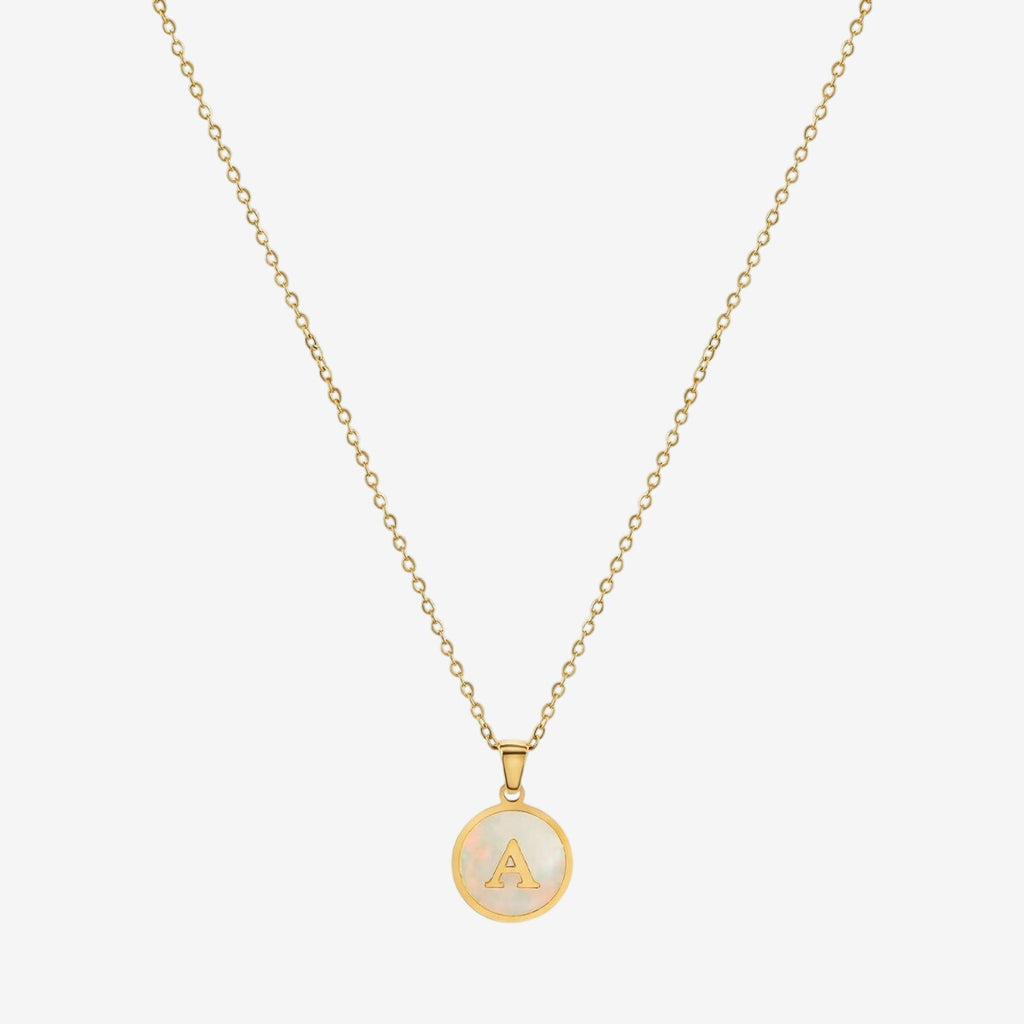 Colar Monograma Marble Banhado em Ouro 18K