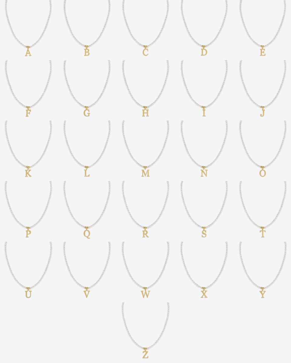 Colar Letra Inicial Pérola Banhado em Ouro 18K