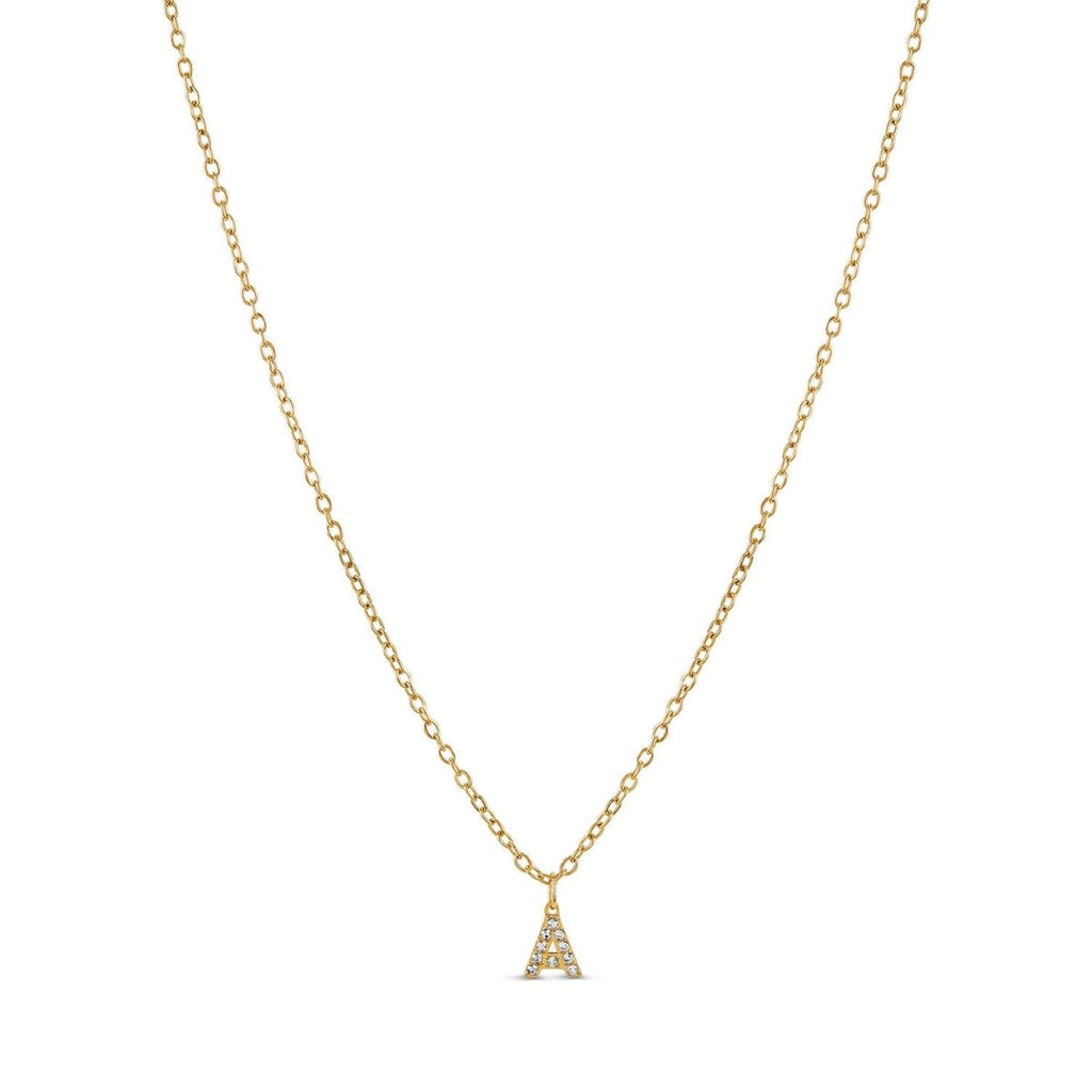 Colar Letra Inicial Stone Banhado em Ouro 18K