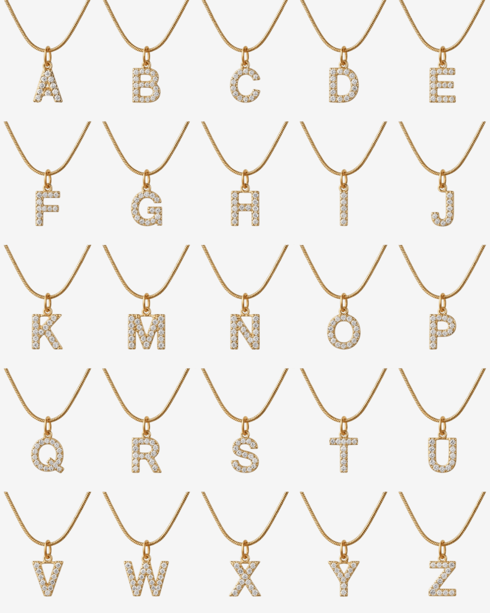 Colar Letra Inicial Zircônia Banhado em Ouro 18K