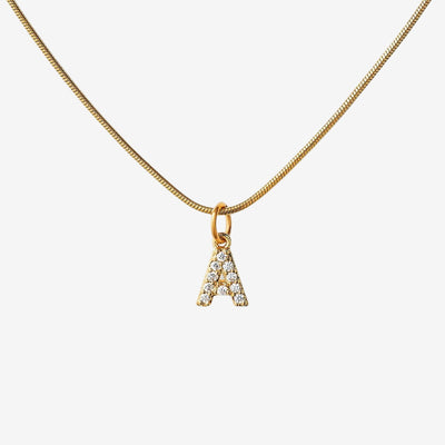 Colar Monograma Zircônia Banhado em Ouro 18K