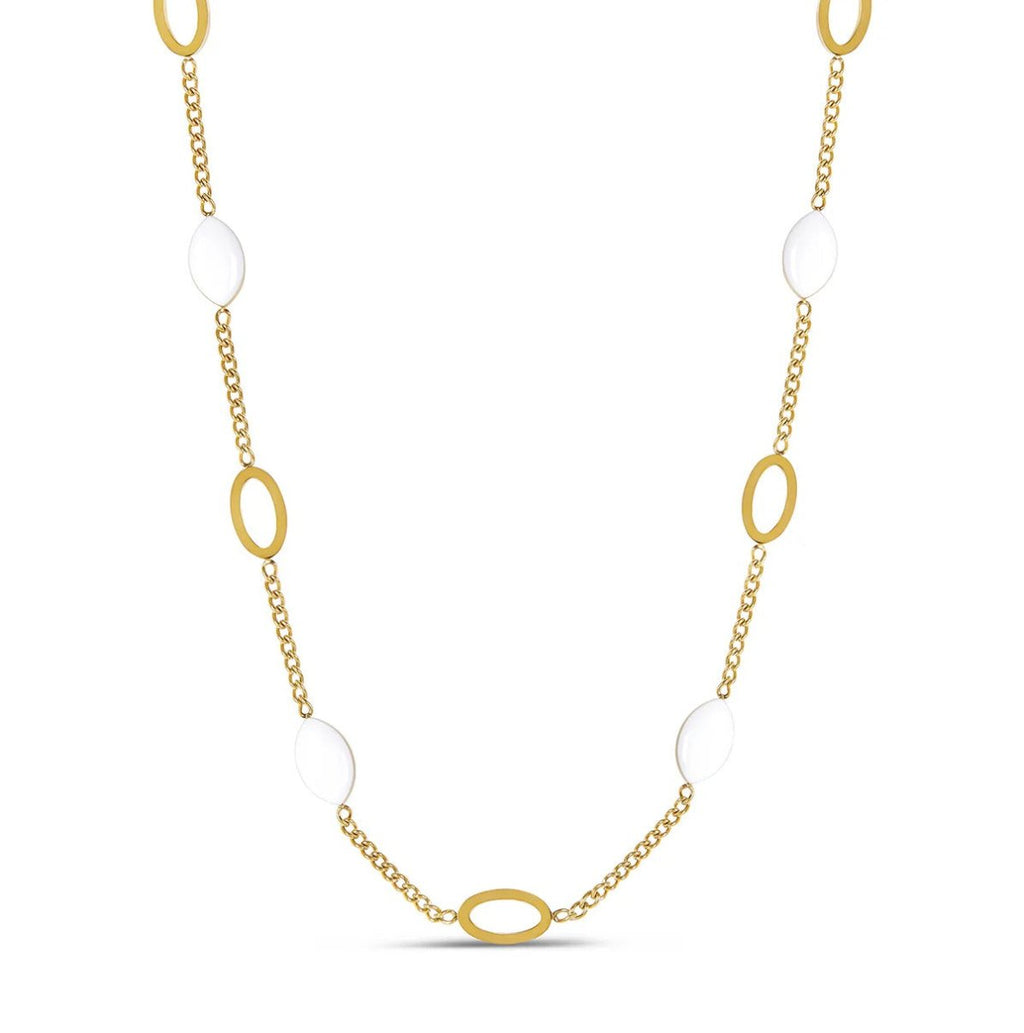 Colar Pingente Oval Angellica Banhado em Ouro 18K