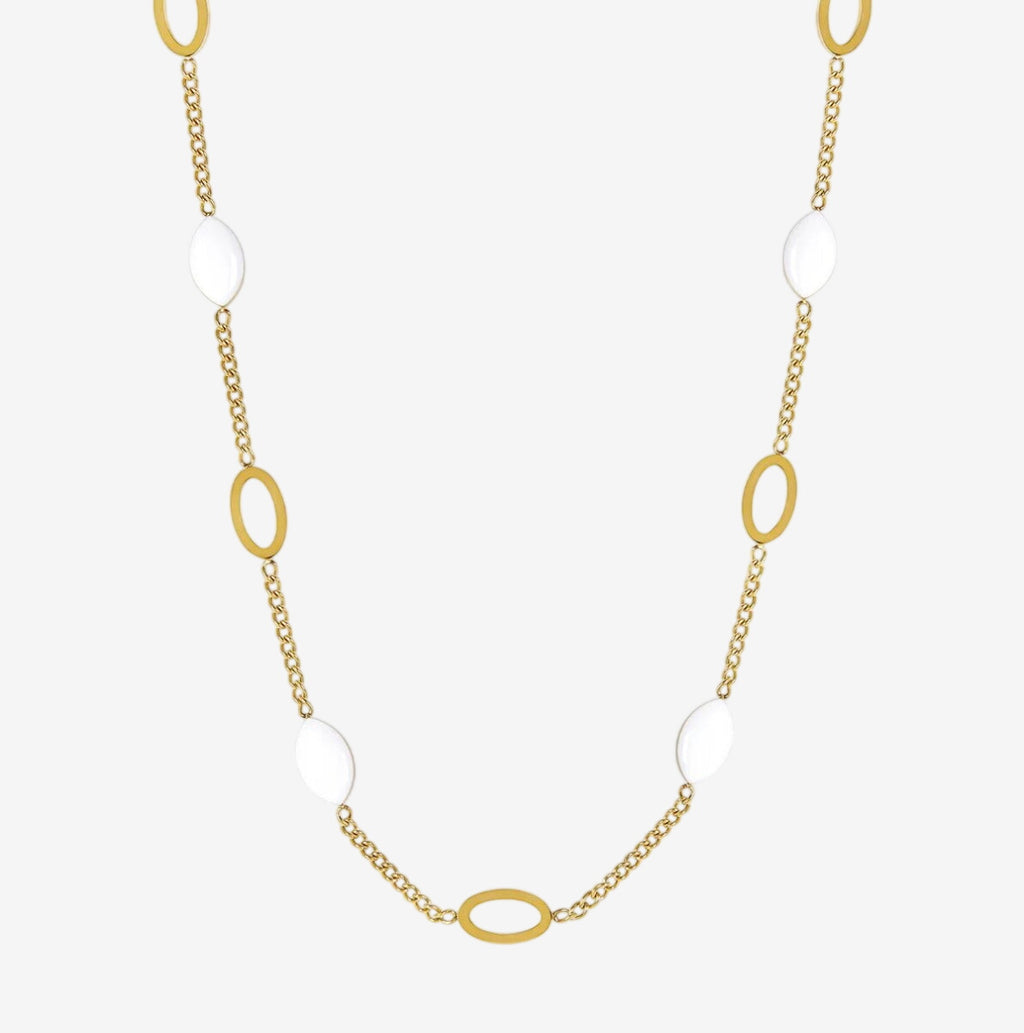 Colar Angeline Pingente Oval Banhado em Ouro 18K