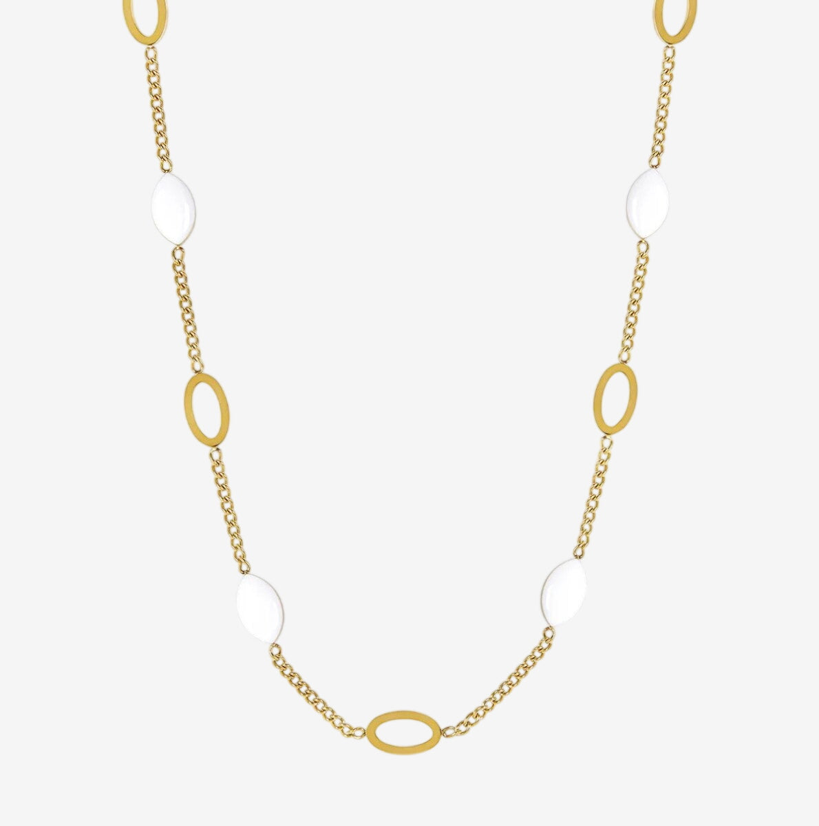 Colar Angeline Pingente Oval Banhado em Ouro 18K
