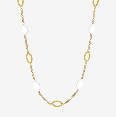 Colar Angeline Pingente Oval Banhado em Ouro 18K