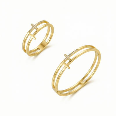 Conjunto Cruz Banhado em Ouro 18K