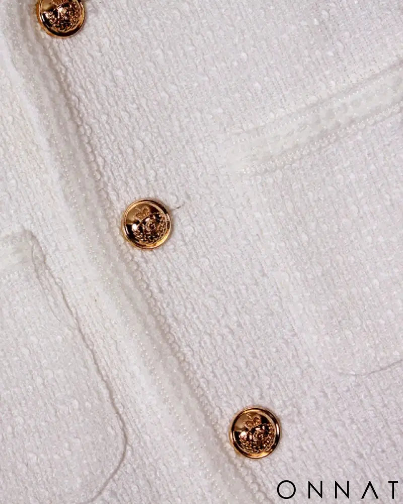 Cropped Tweed Gold Button Jacket