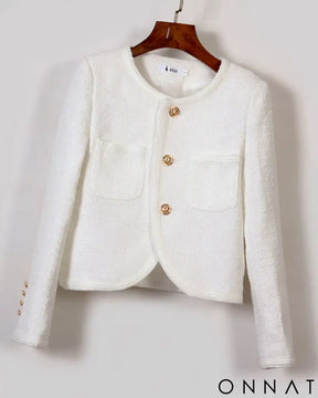 Cropped Tweed Gold Button Jacket