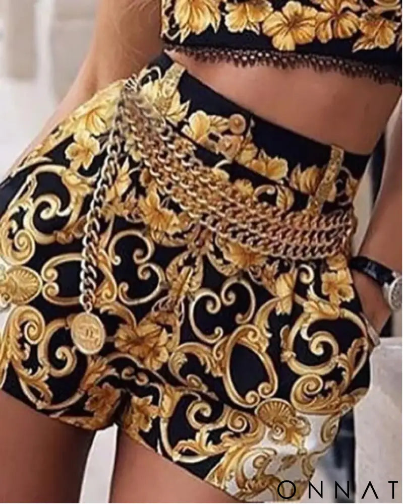 Donatella 2-Piece Crop Top & Shorts Set