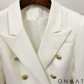 Double Breasted Gold Button Blazer