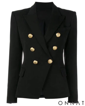 Double Breasted Gold Button Blazer