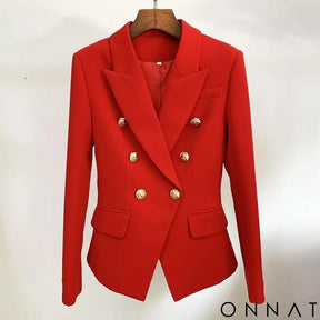 Double Breasted Gold Button Blazer