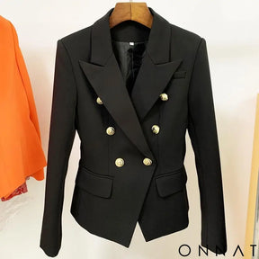 Double Breasted Gold Button Blazer