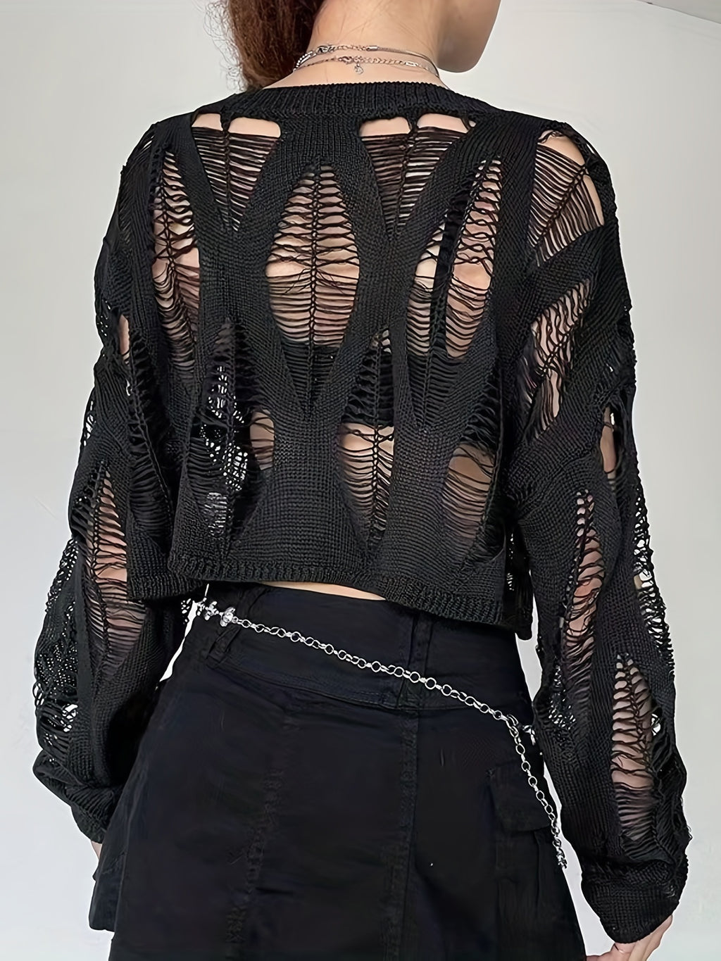 Blusa Sofy - Malha Geométrico Decote Redondo e Mangas Longas