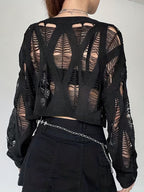 Blusa Sofy - Malha Geométrico Decote Redondo e Mangas Longas