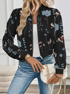 Jaqueta Florencia – Estampa Floral Elegante com Gola Cardigan e Zíper