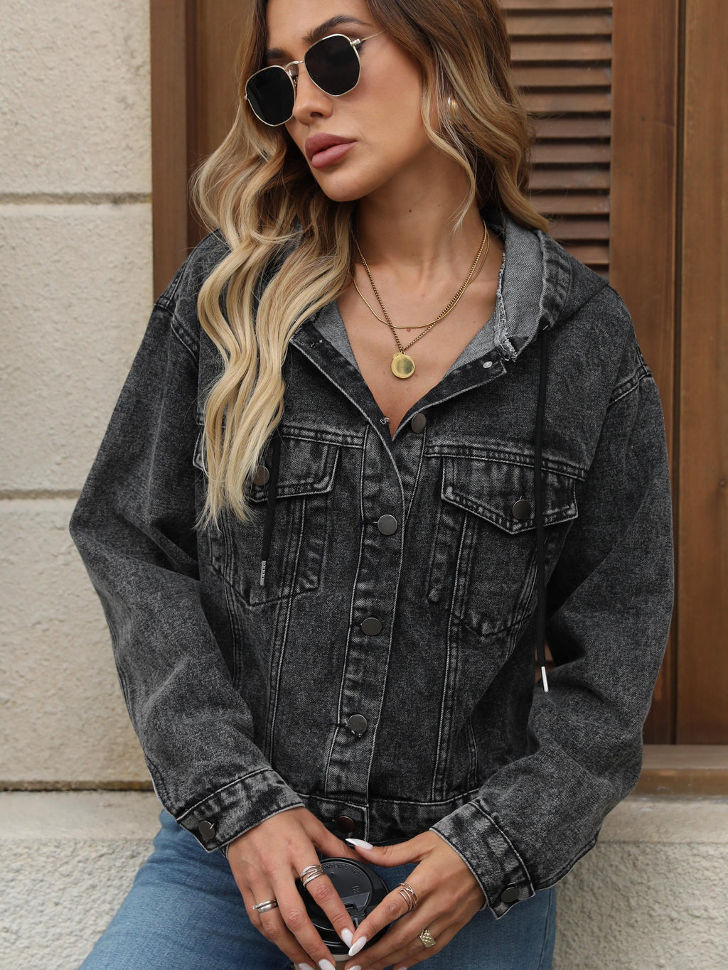 Casaco Onnat Meia Estação Jeans Clássico com Lapela