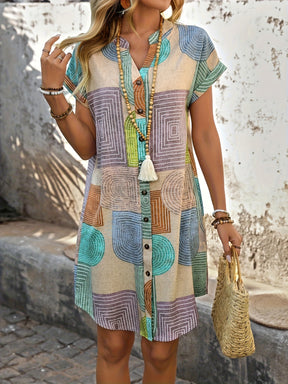 Vestido Geométrico V-Neck
