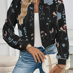 Jaqueta Florencia – Estampa Floral Elegante com Gola Cardigan e Zíper