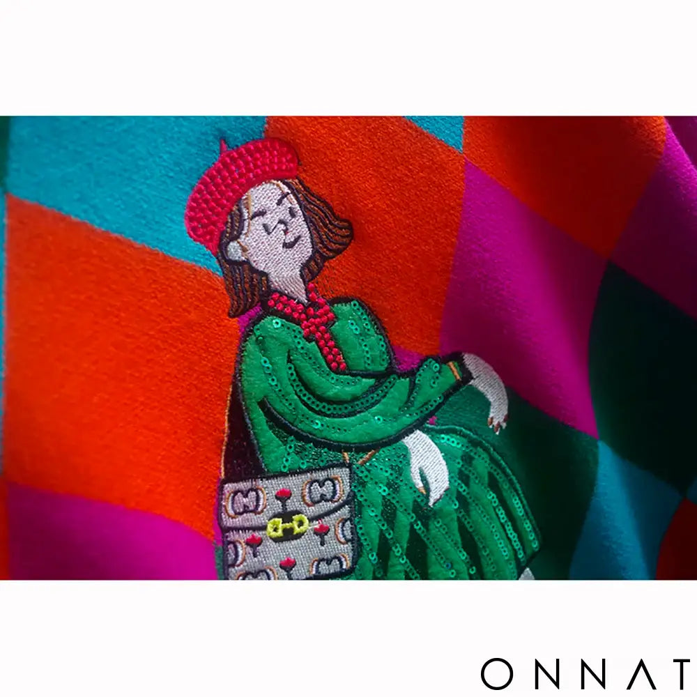 2024 Summer Argyle Sequines Knitted T Shirt Women Fashion Casual Cartoon O-Neck Short Sleeve Sweater Pullover Ladies