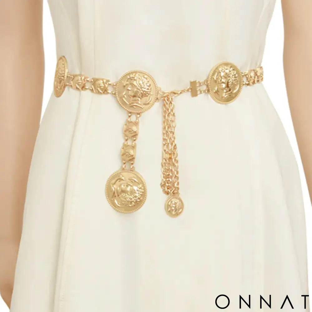 Gold Lioness Vintage Runway Chain Belt ONE SIZE (Adjustable) Jewelry