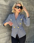Houndstooth Gold Button Blazer