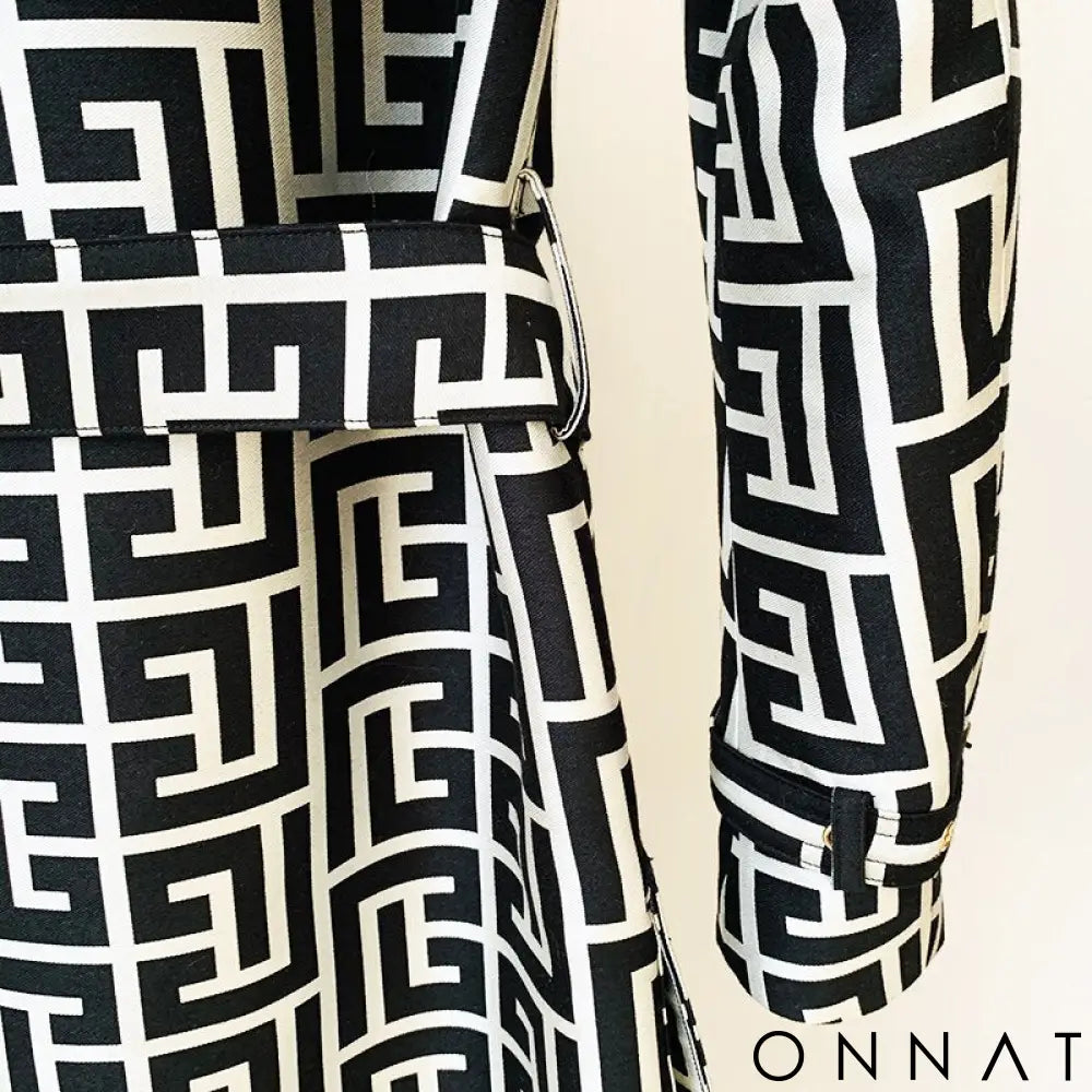 Jacquard Gold Button Trench Coat