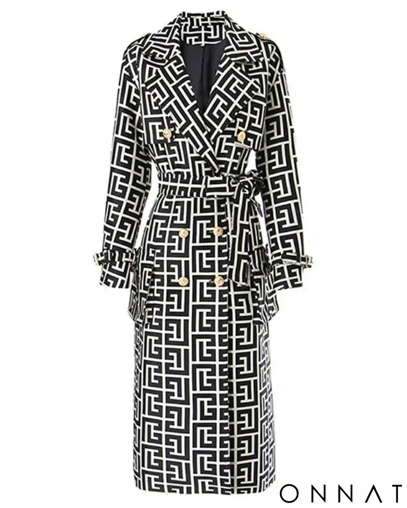 Jacquard Gold Button Trench Coat